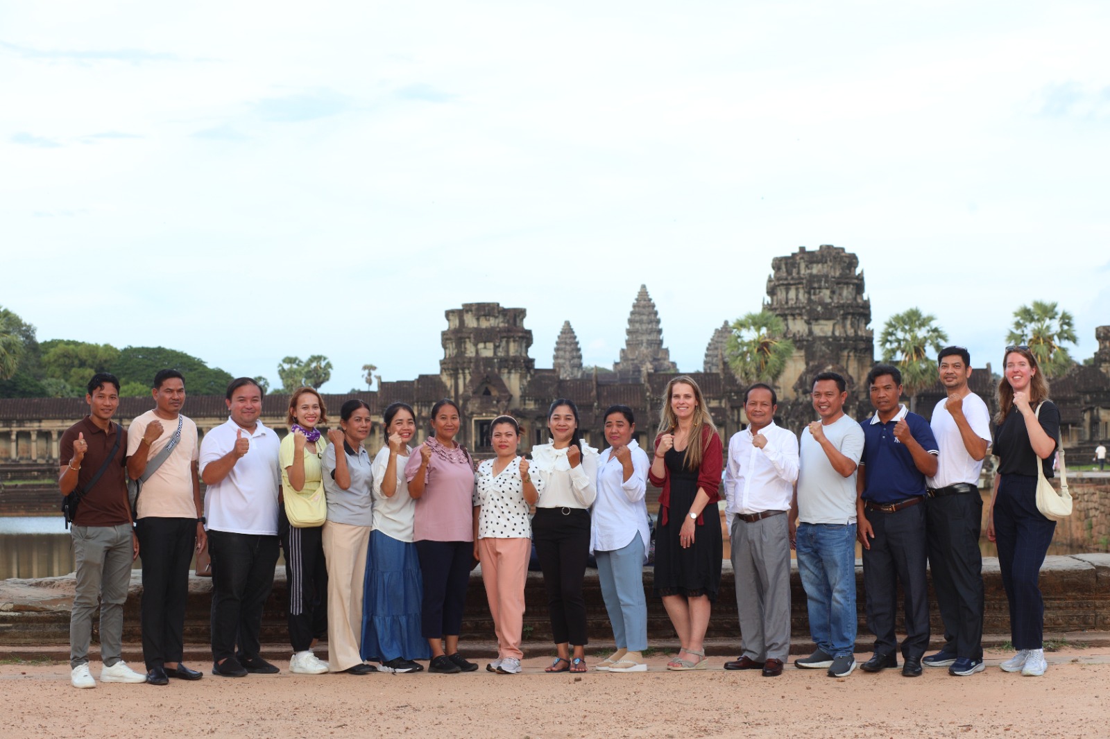 STITCH members from the CNV Internationaal team with representatives of garment unions in Cambodia