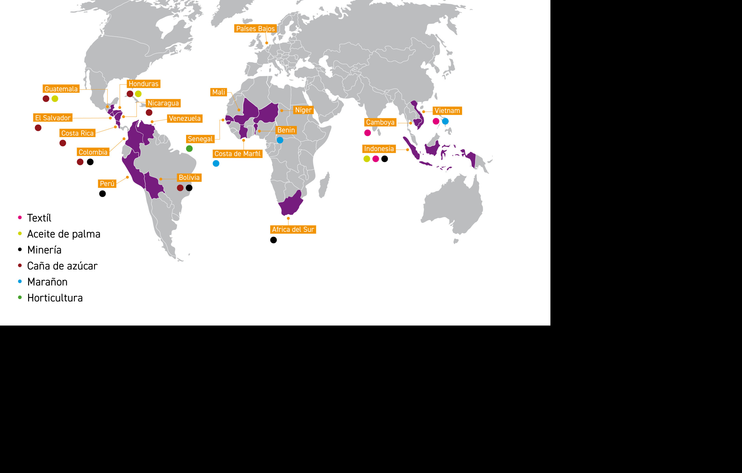 Paises donde estamos trabajando y cadenas de valor CNV Internationaal