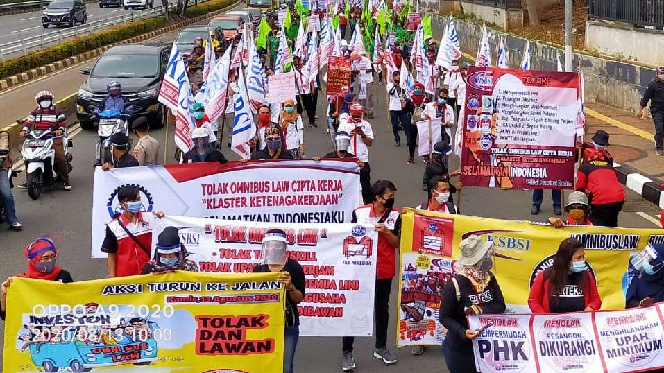 Demonstratie voor arbeidsrechten in Indonesië.