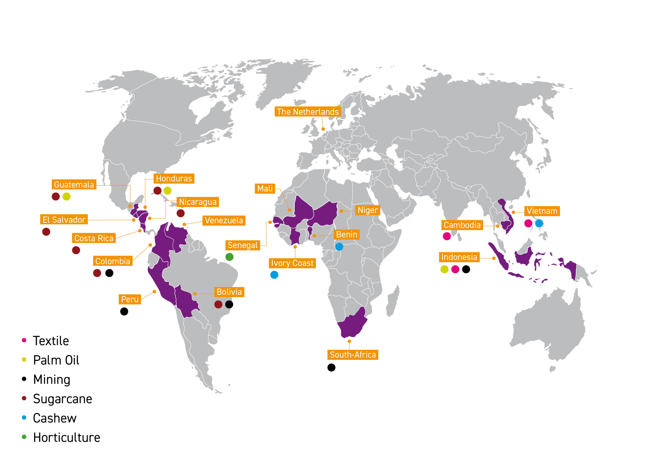 Countries where we work with value chains