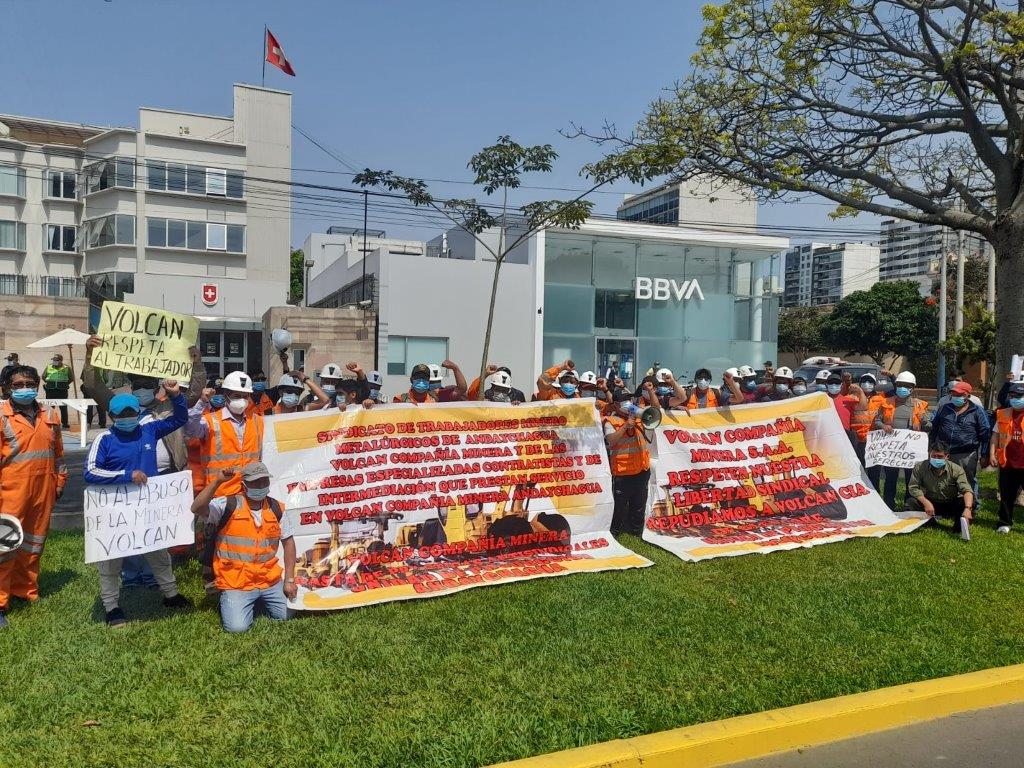 Demonstratie arbeiders in Peru.