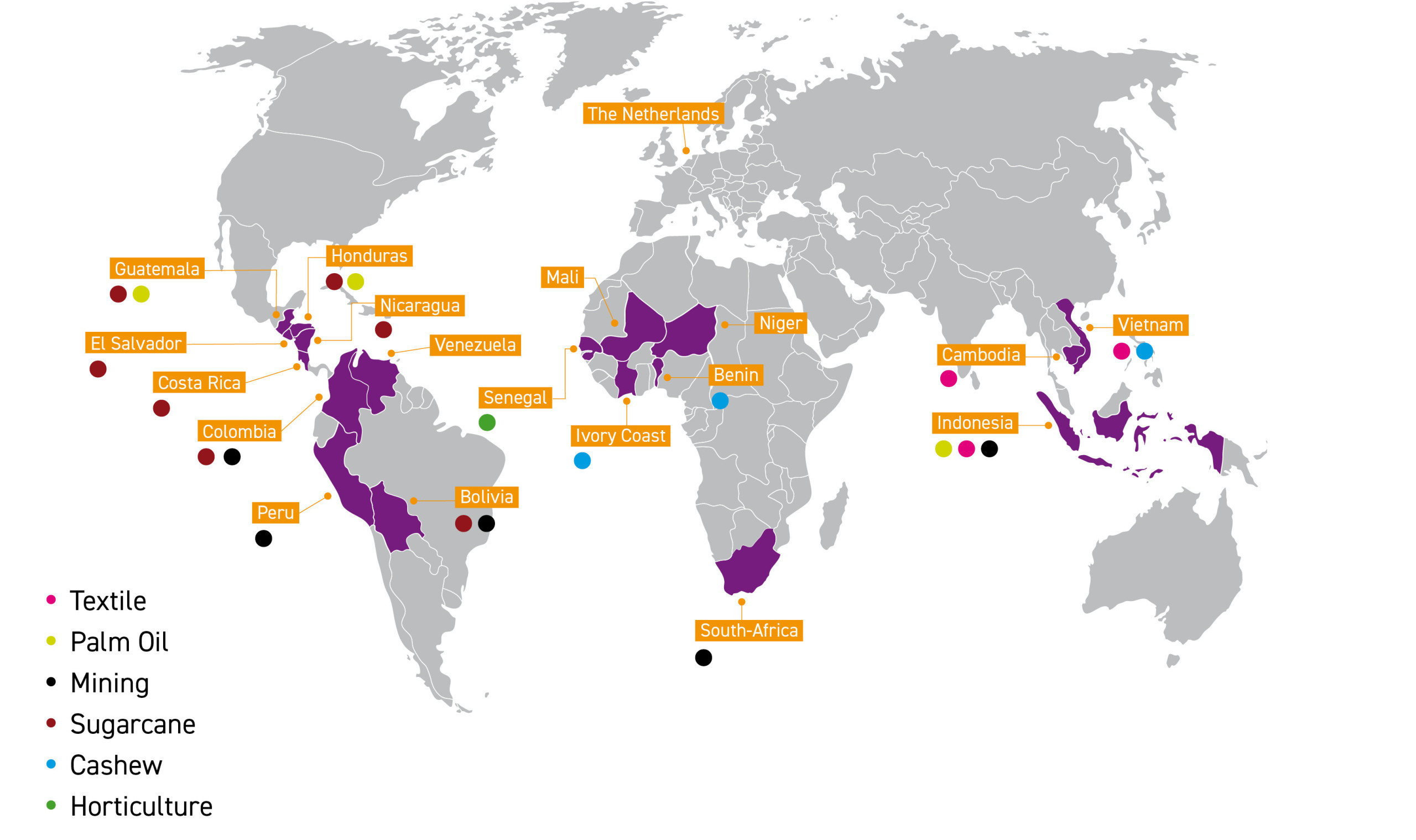 Countries where we work with value chains